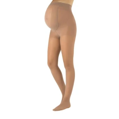 Image of CALZITALY Maternity Support Tights 8mm/Hg, Sheer Pregnancy Tights, Black, Skin, Powder, S, M, L, XL, 20 DEN, Made in Italy (M, Powder)