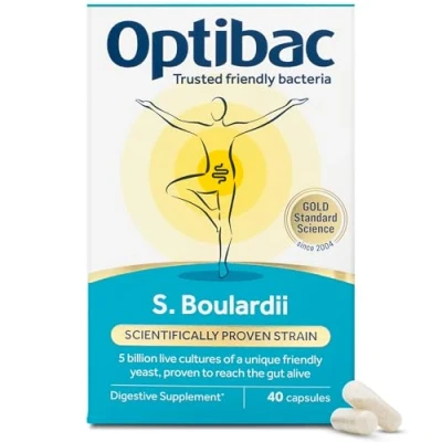 Image of Optibac Probiotics Saccharomyces Boulardii Vegan Scientifically Proven Digestive Probiotic Supplement, 5 Billion CFU 40 Capsules