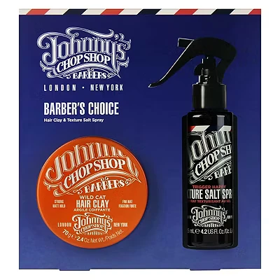 Image of Johnny&#039;s Chop Shop Barber&#039;s Choice Gift Set Hair Clay &amp; Texture Salt Spray