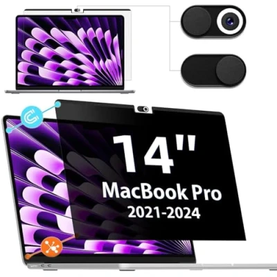 Image of IPROKKO Magnetic Privacy Screen Filter for Macbook Pro 14 inch (2021 2023, M1, M2,M3), Removable Easy On/Off Anti Blue Light Glare Laptop Screen, Compatible with Mac 14.2&quot;