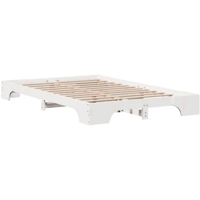 Image of vidaXL Bed Frame White Solid Wood 120 x 200 cm Rectangular
