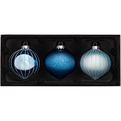 Image of WeRChristmas Glass Baubles, Blue, 3 Piece