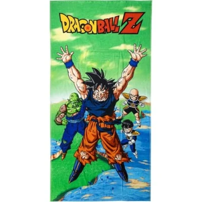 Image of Dragon Ball Towel for Kids Multicolour 70x140cm Made with 100% Cotton of 320 gsm Small Printed Goku, Piccolo, Gohan and Krillin Original Product Designed in Spain