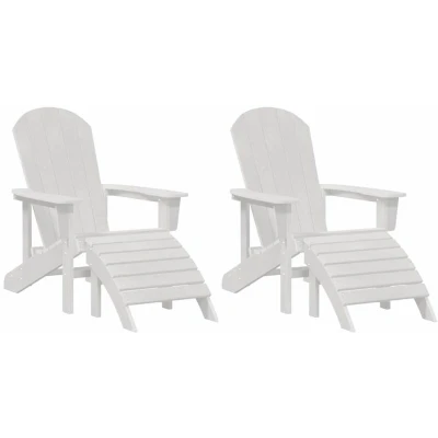 Image of vidaXL Adirondack Chairs with Footrests 2 pcs White HDPE