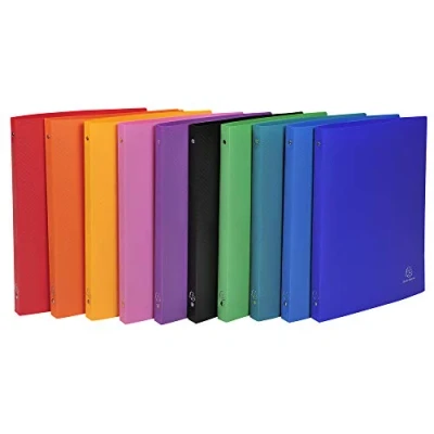 Image of Exacompta ref. 511999E Box of 10 flexible OPAK binders 4 round rings, diameter 15 mm Spine 20 External dimensions: 32 x 25 cm A4 file format assorted colors