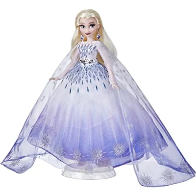 Image of Disney Princess Style Series Holiday Elsa Doll, Fashion Doll Accessories, Collector Toy for Kids 6 and Up