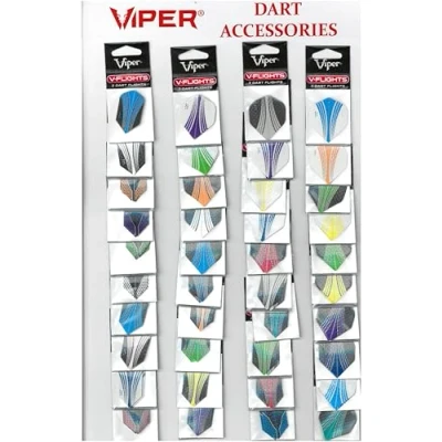 Image of Viper Assorted Dimplex Dart Flights on Display Card: 40 Sets of Mixed (Standard and Slim) Flights, 120 Pieces