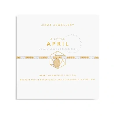 Image of Joma Jewellery A Little Birthstone Gold APRIL ROCK CRYSTAL Bracelet 17.5cm Stretch Adjustable Wrist Stacking