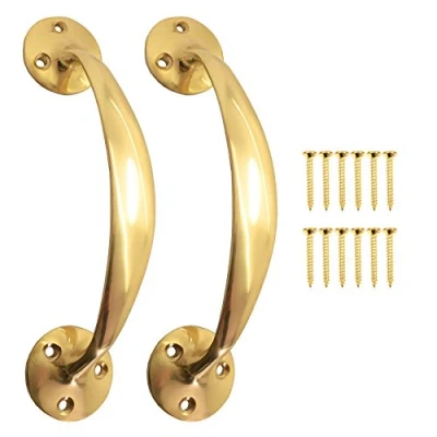 Image of 2X Polished Brass 7&quot; Victorian Bow Pull Handles