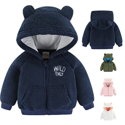 Image of Newborn Infant Baby Boys Girls Cartoon Fleece Hooded Jacket Coat with Ears Warm Todder Kids Outwear Zipper Up 12 18M