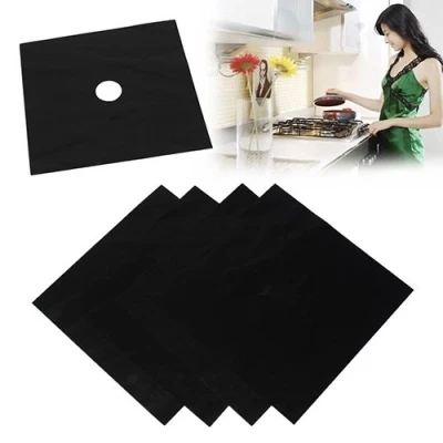 Image of Bluelans® Reusable Gas Hob Protector Sheet Non Stick Foil Stovetop Oven Liner Black,Pack of 4, 27x27cm