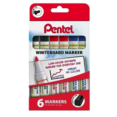Image of Pentel Whiteboard Marker 6pc Assorted Wallet