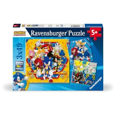 Image of Ravensburger Sonic The Hedgehog Toys 3x 49 Piece Jigsaw Puzzles for Kids Age 5 Years +