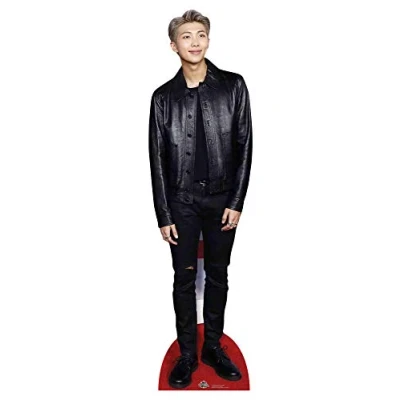 Image of Star Cutouts Ltd CS904 Bangtan Boy Black Leather Kim_NAM_Joon_RM (Star Mini) 90cm Tall, Solid, Multicolour, Regular