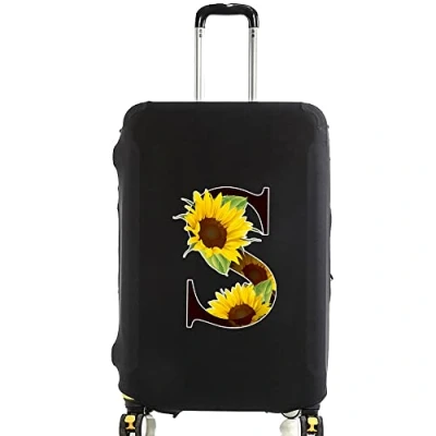Image of initial letter Printed Design Travel Trolley Case Cover Protector Washable Suitcase Luggage Storage Covers for 18 28 inch (M (22 25 Luggage), Flower color S)