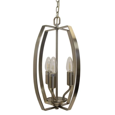 Image of Alexis 3 Light Antique Brass Wire Frame Pendant Ceiling