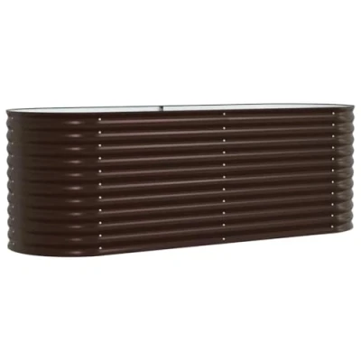 Image of vidaXL Garden Raised Bed Brown Oval Metal Steel Outdoor Planter with Powder Coated Finish 240x80x81 cm