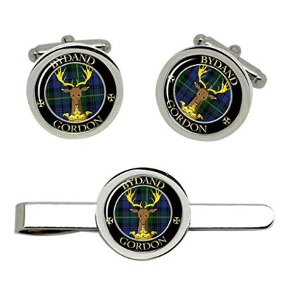 Image of Gordon Scottish Clan Cufflinks and Tie Clip Set