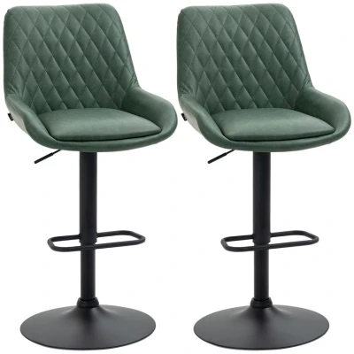 Image of HOMCOM Adjustable Bar Stools Set of 2 Retro Swivel Kitchen Stool with Back Footrest 835 871V71DG