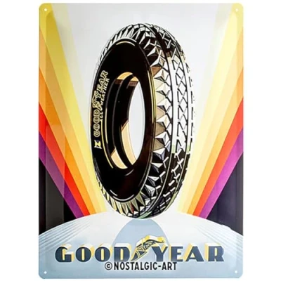 Image of Nostalgic Art Retro Tin Sign Goodyear Super Cushion Gift idea for car and motor fans, Metal Plaque, 30 x 40 cm