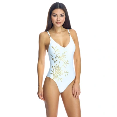 Image of ORY Womens V neck swimsuit W241515 woman White Size 38B