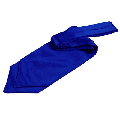 Image of DQT Plain Satin Wedding Self Tie Ascot Cravat for Men Royal Blue
