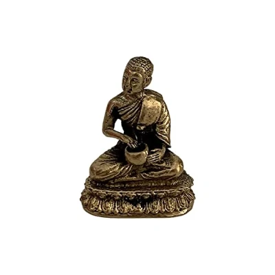 Image of VIE Naturals Miniature Brass Figurines, Buddha with a Bowl
