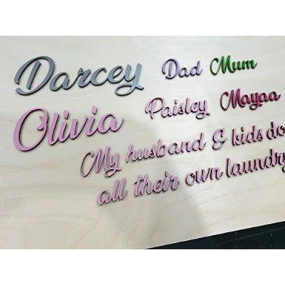 Image of Personalised Wooden Names Lettering Words Letters Text Writing Wall Art Decor