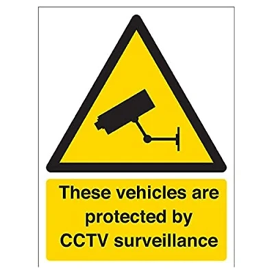 Image of V Safety Security Notice, These Vehicles Are Protected By CCTV Sign 150mm x 200mm 1mm Rigid Plastic