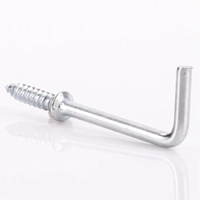 Image of 10x Zinc Plated Shouldered Dresser Cup Hooks Square L Shaped Screw in