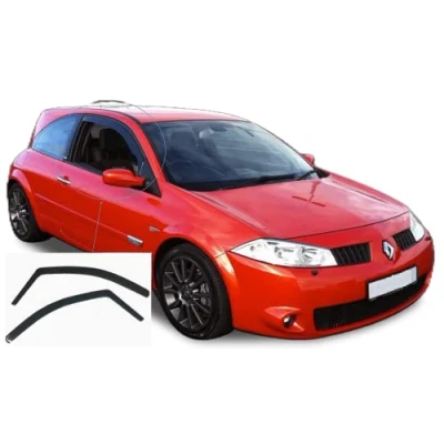 Image of AC WOW 2x compatible with Renault Mégane II 20022009 3 Door hatchback Wind Deflectors Dark Smoke Tinted Acrylic Glass Side Windows Interior In Channel Visors Rain Snow Sun Guards
