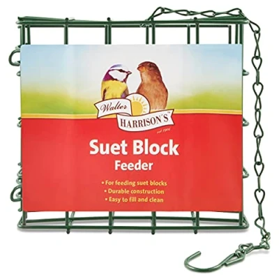 Image of Walter Harrison&#039;s Energy Boost Hanging Suet Wild Bird Portable Food Block Cage Feeder 12 cm