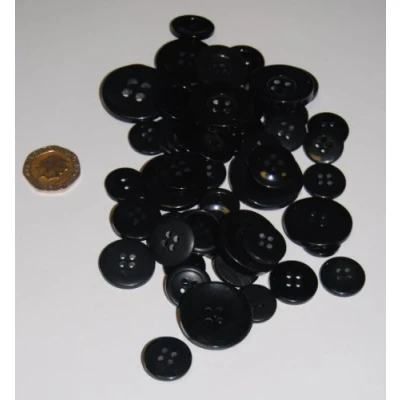Image of celloexpress Black Buttons Mixed Sizes of Various for Sewing and Crafting Pack 25g