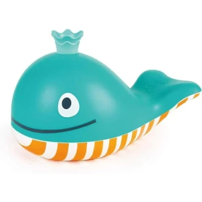 Image of Hape Bubble Blowing Whale Baby Squirt Toy for Bath Time Play, Blue
