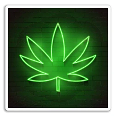 Image of 2 x 10cm Neon Green Cannabis Vinyl Stickers Weed Dope Sticker Laptop #17979 (10cm Wide)
