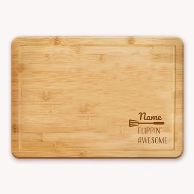 Image of Barbeque Chopping Board Personalised Flippin Awesome Name Kitchen Cutting
