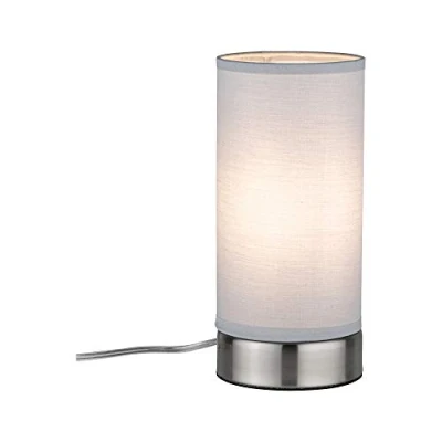 Image of Paulmann 77058 Table luminaire Pia max. 25 watt lamp White, Brushed Iron Living Room Metal, Fabric Bedside E14
