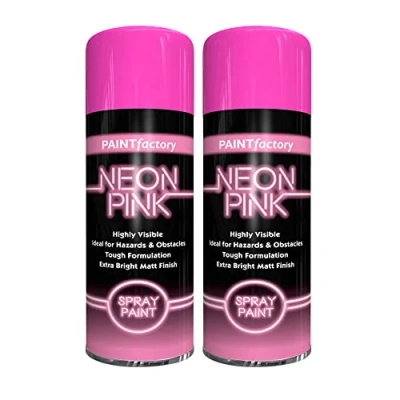 Image of Classic Signature 2 x Neon Pink Spray Paint 200ML Aerosol Fluorescent Bright Graffiti (Banksey) Matt Finish
