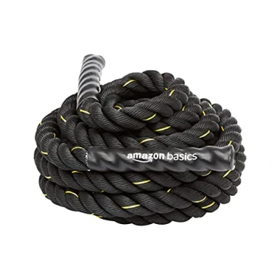 Image of Amazon Basics Heavy Exercise Training Workout Battle Rope 12m x 3.8cm, Black