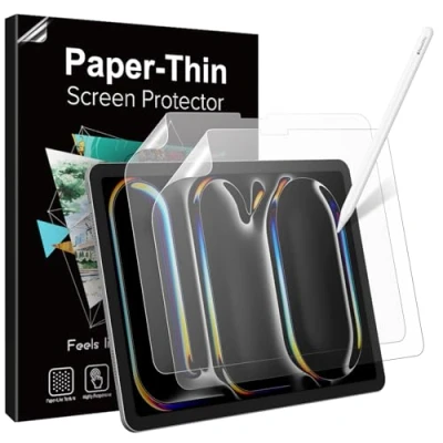 Image of TiMOVO 2 Pack Paper Screen Protector for iPad Pro 13 inch M4 2024, Matte PET Film (A2925 A2926 A3007) Write and Draw Like on Paper, Anti Scratch,