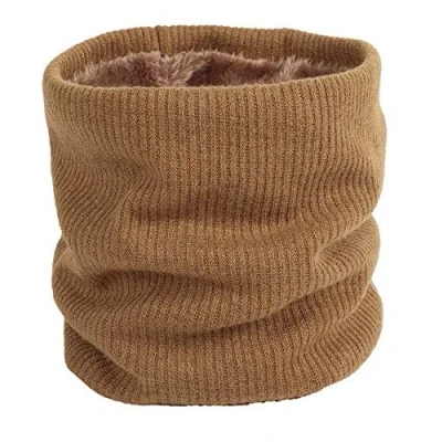 Image of Winter Neck Warmer Fleece Lined Infinity Scarf Thicken Windproof and Dust Skiing Circle for mens women Double Layer Lining Knit By London Scarfs (Bronz)