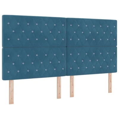 Image of vidaXL Headboard Crystal Button Tufted Dark Blue 180 cm Velvet