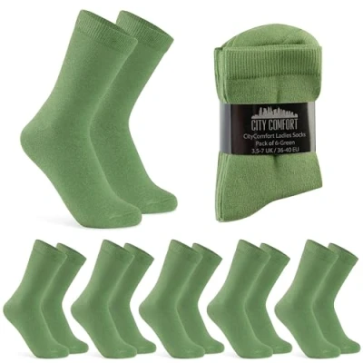 Image of CityComfort Calf Socks for Women, Soft and Breathable Multipack (Green 6 Pack)