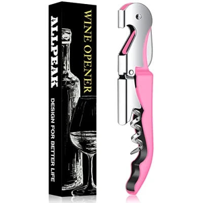 Image of Allpeak Bottle Opener Wine Corkscrew 1 Pc Multi Purpose Opener, Corkscrews Waiters Friend, Beer Cork Screw Pink