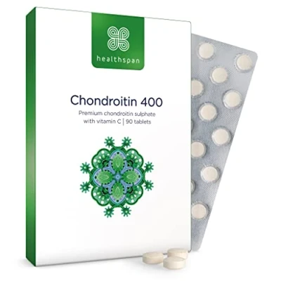 Image of Healthspan Chondroitin (90 Tablets) High Strength 90% Grade Sulphate with Added Vitamin C to Support Healthy Bones and Joints Gelatin Free
