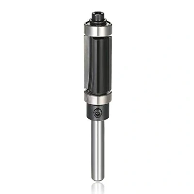 Image of Mesee 1/4 Inch Shank Top &amp; Bottom Bearing Flush Trim Router Bit, Pattern Template Trimming Bit with Guide Woodworking Milling Cutter Tool Cutting Height 1&quot;