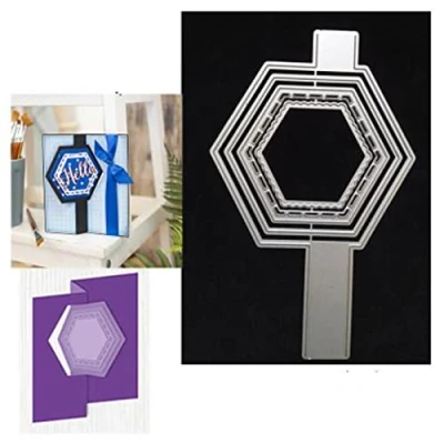 Image of Hexagon Heart Frame Metal Die Cuts, Lace Edge Board Cutting Dies Cut Stencils for DIY Embossing Photo Decorative Paper Scrapbooking Card Making