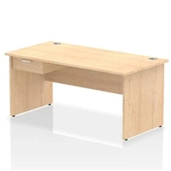 Image of Impulse 1600x800 Desk Maple Top Panel End 1x1 Drawer Fixed Ped