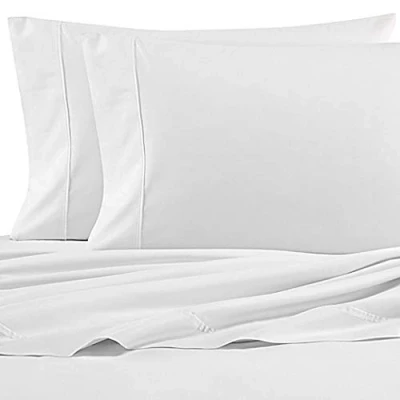 Image of Nautica Queen Sheet Set, Cotton Percale Bedding Crisp &amp; Cool, Lightweight Breathable (White, Queen)
