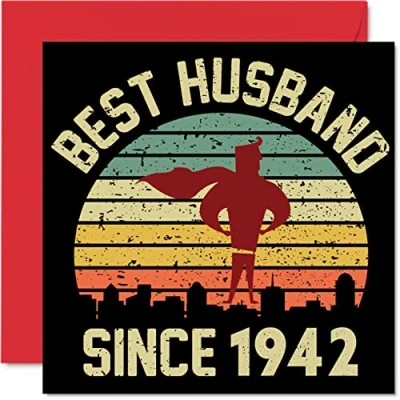 Image of 82nd Anniversary Card for Husband from Wife Best Since 1942 I Love You Gifts, Happy Wedding Cards Partner, 145mm x Greeting Eighty Second Anniversaries